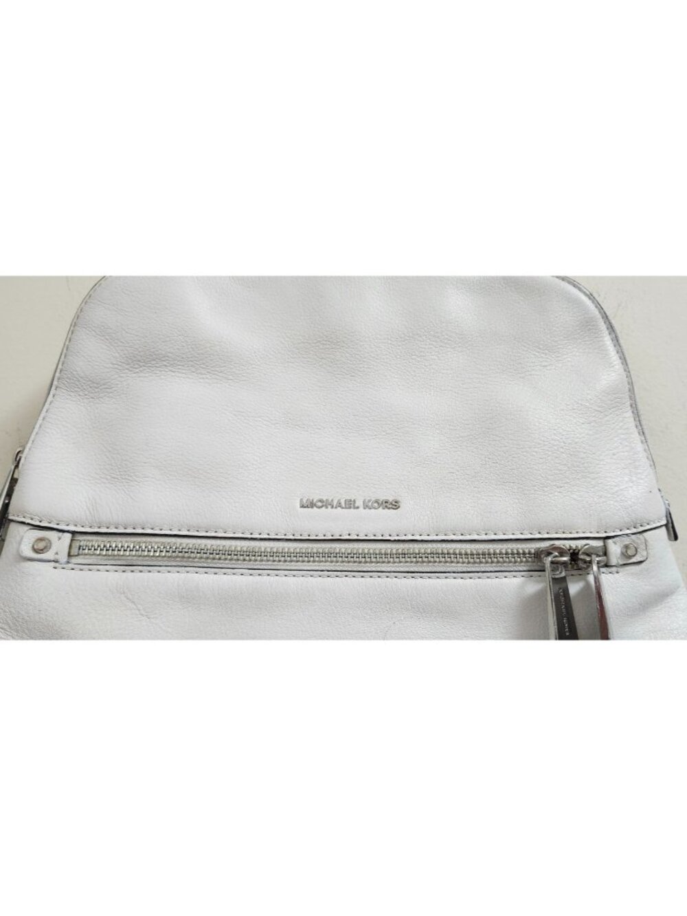 Michael Kors White Leather Backpack Women MK Gold Hardware Medium Travel Work - Picture 3 of 12